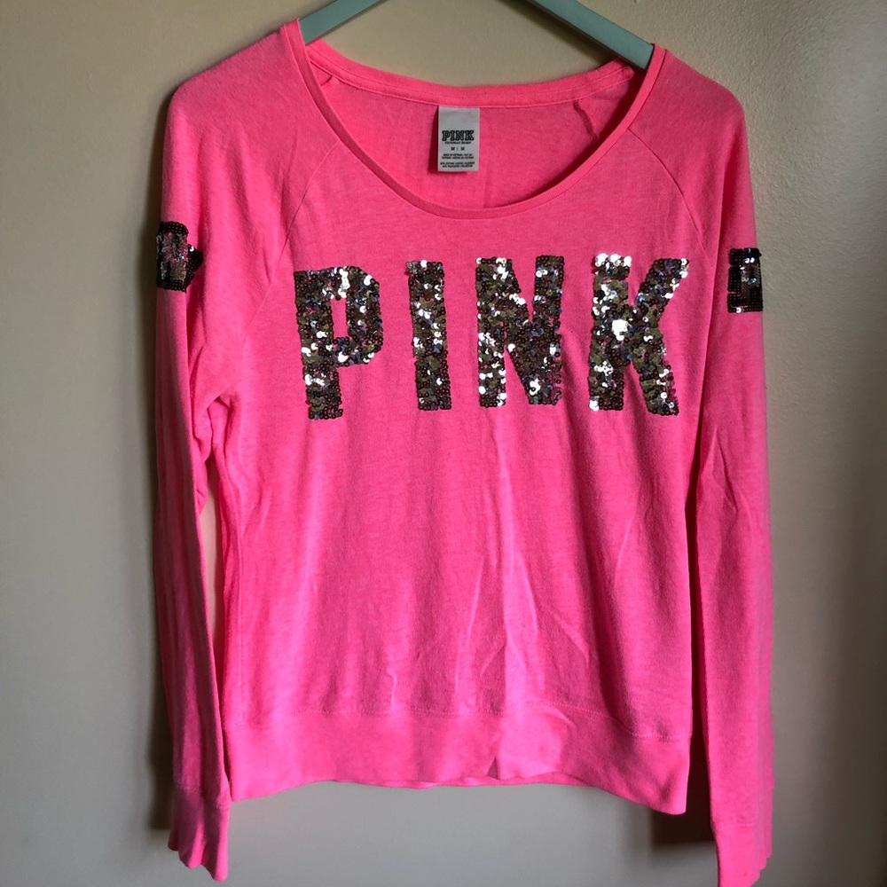 VS PINK Sequined Long Sleeve Shirt